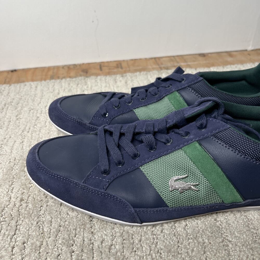 Lacoste Men Shoes Chaymon 123 2 Navy Green Leather Casual Sneakers Shoes Sz 11 - Picture 5 of 11